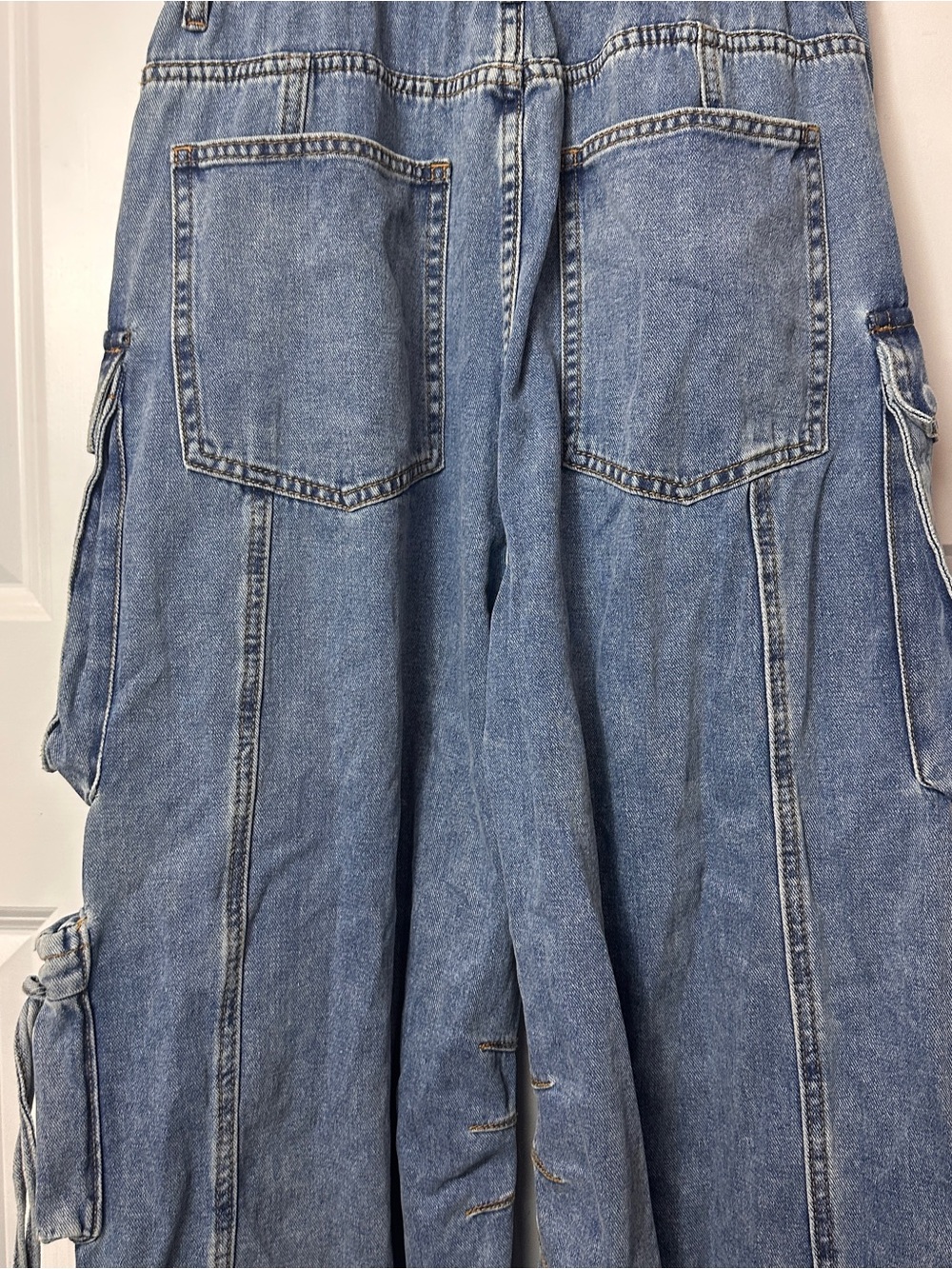 Steve Madden Duo Denim Zara Blue Denim Strapless Jumpsuit - Picture 9 of 14